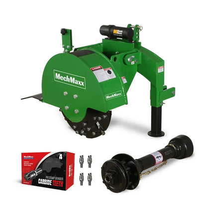 3-Point Hitch PTO Stump Grinder with 34 Carbide Teeth (PTO Shaft Included with Slip Clutch), for 15-45HP Tractor, SG24