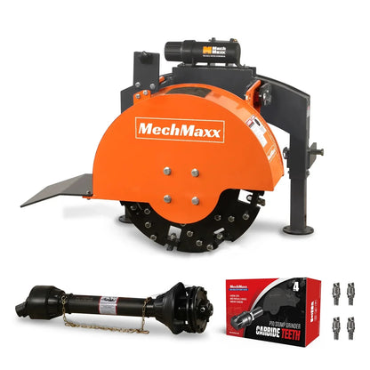 3-Point PTO Stump Grinder with 34 Carbide Teeth (PTO Shaft Included with Slip Clutch), for 15-45HP Tractor, SG24